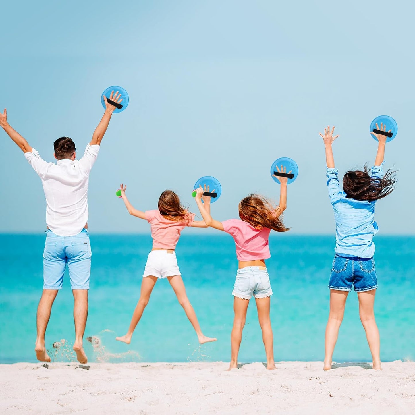 Ayeboovi Toss and Catch Ball Set with 8 Paddles 4 Balls Outdoor Beach Pool Toys for 3 4 5 6 7 8 Year Old Boys Girls Birthday Gift Stocking Stuffers Outside Camping Lawn Yard Games for Kids and Family