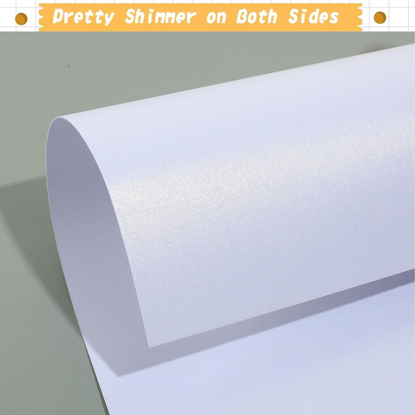 300 Sheets White Shimmer Cardstock 8.5 x 11 Inch Certificate Paper Card Stock, 250gsm/92lb Double Sided Printer Paper Pearlescent Paper for Invitations, Certificates, Crafts, DIY Cards