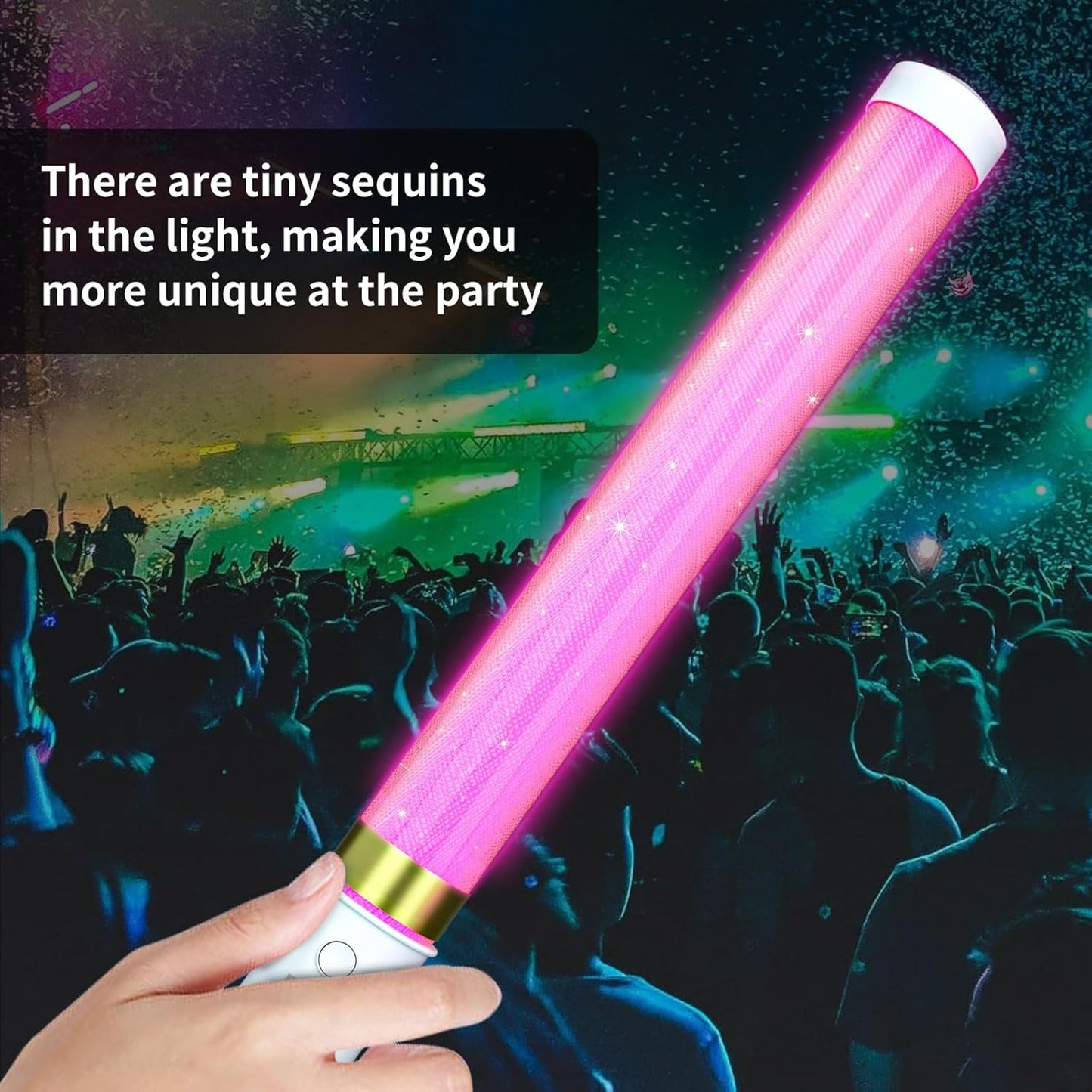 LED Glow Sticks 6 Pack, Reusable Light Up Toys 15 Colors Light Stick Bulk, Glow Party Supplies for Wedding, Birthday, Raves, Concert, Camping, New Year, Halloween, Christmas (with AAA Battery)