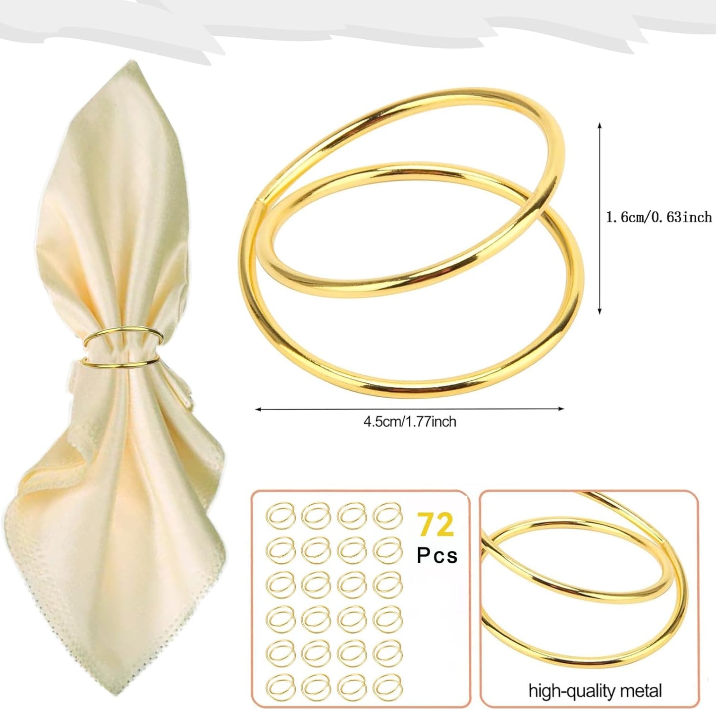 Gold Napkin Rings - 72 PCS Metal Spiral Napkin Rings(Spiral) Napkin Holders Buckles for Family Dinner, Wedding, Party,Table Decorations