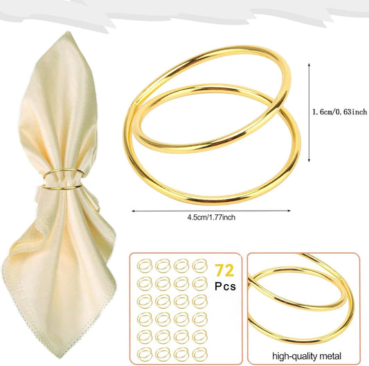 Gold Napkin Rings - 72 PCS Metal Spiral Napkin Rings(Spiral) Napkin Holders Buckles for Family Dinner, Wedding, Party,Table Decorations