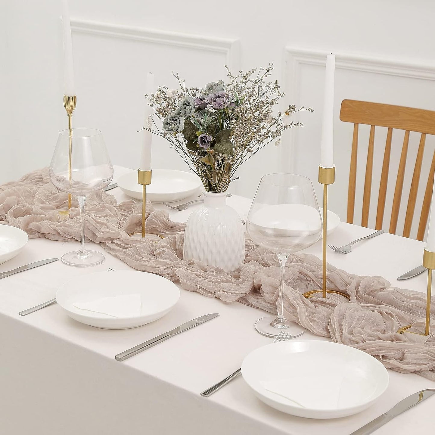 DOLOPL Rosy Brown Cheesecloth Table Runner 13.3ft Boho Gauze Cheese Cloth Table Runner Rustic Sheer Runner 160inch Long for Wedding Bridal Baby Shower Birthday Party Cake Table Decorations