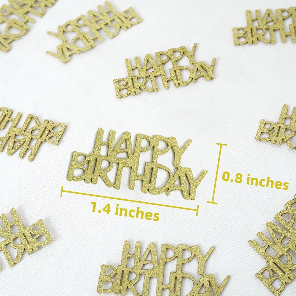 Gold Happy Birthday Confetti, Glitter Birthday Party Table Decorations, Sprinkling Scatter, Paper Confetti for 1st 2nd 3rd 13th Sweet 16 21st 18th 30th 40th 50th 60th 70th Birthday