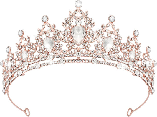 Crystal Tiaras & Crowns for Women, Bride Royal Queen Headband Princess Headpieces for Birthday Cake Crown & Prom Pageant Party