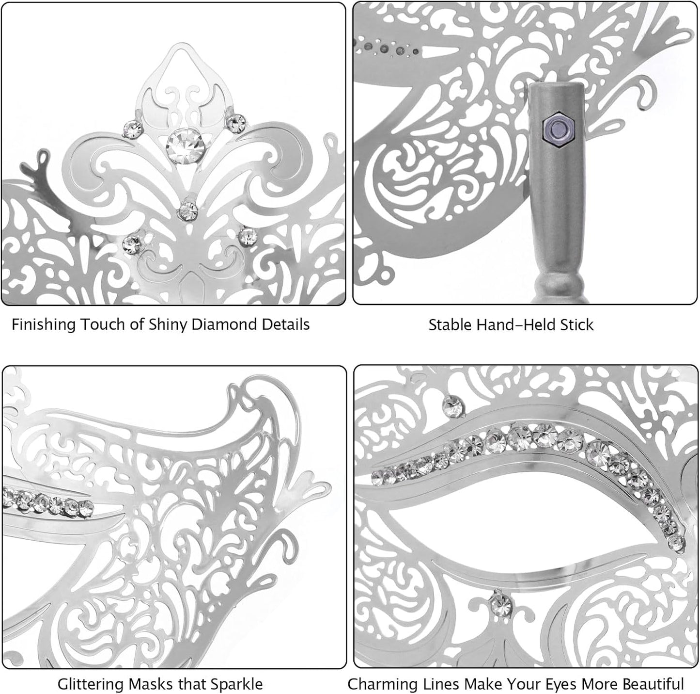 Coddsmz Masquerade Mask with Stick Venetian Mask Mardi Gras Decorations for Womens Halloween Costume Mask