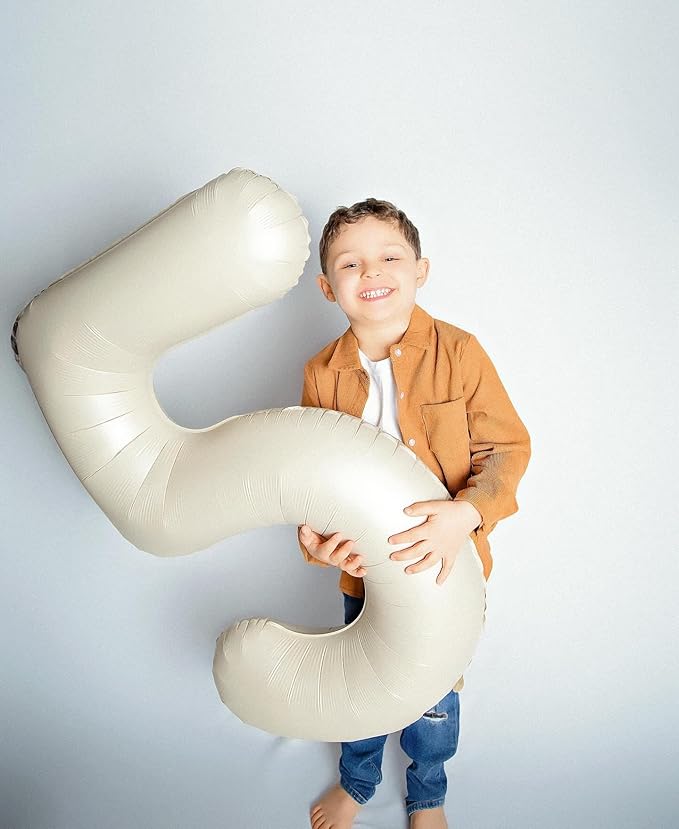 Cream 5 Balloon, Number Balloons 40 Inch, 5th Birthday Balloons Decorations, Cream Party Supplies, 5 Number Balloons, Number 5 Balloon
