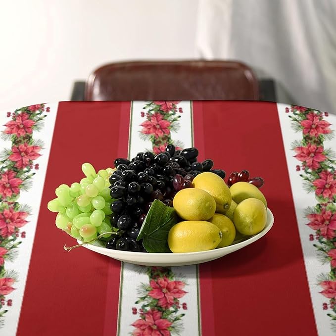 YCness Christmas Party Tablecloth Red Christmas Floral Winter Table Cover for Merry Christmas Holiday New Year Party Supplies Bedroom Kitchen Living Room 60x110 Inch Rectangle