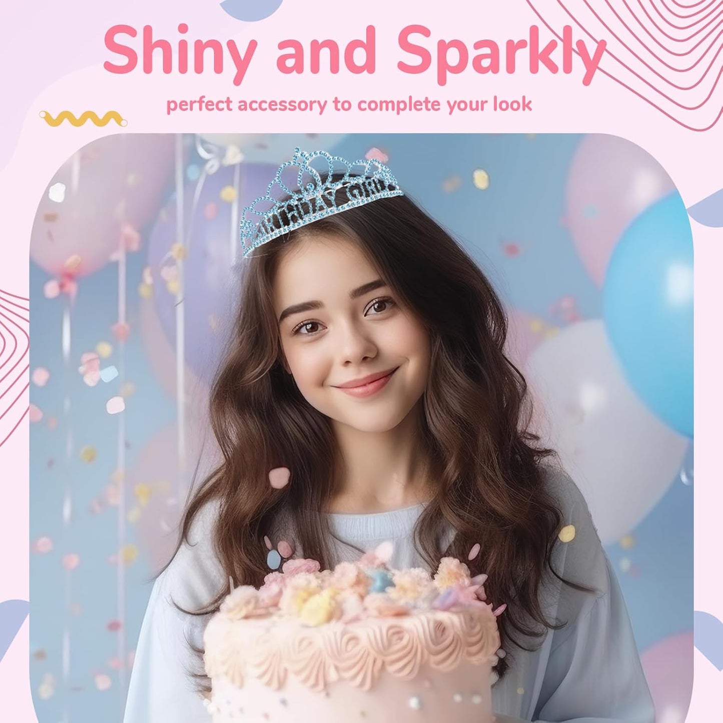 Birtthday Tiara Crown with Sash for Women Birthday Queen Party