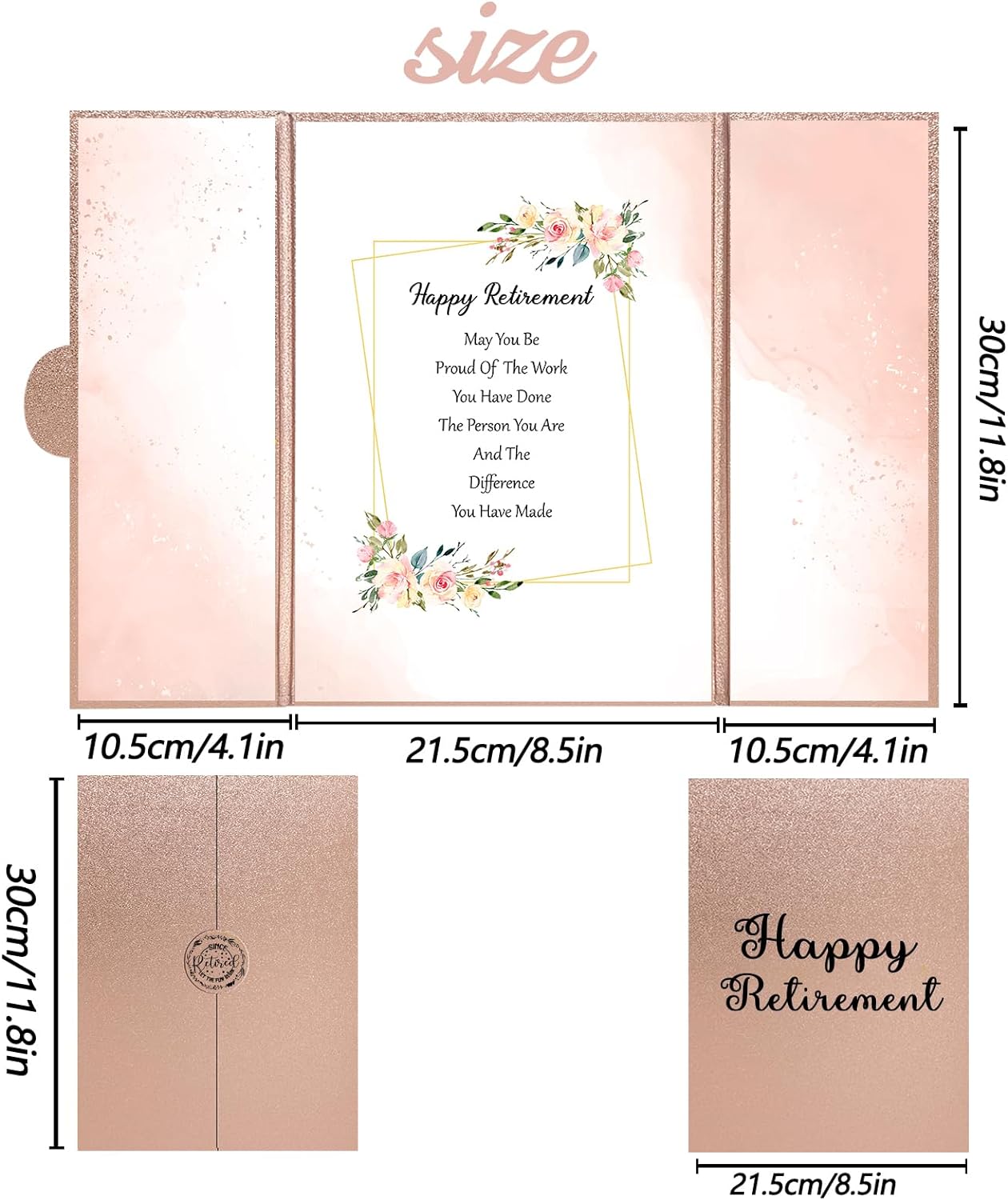 Holkcog Retirement Rose Gold Guest Book Alternative Decorations for Women, Rose Gold Happy Retirement Party Decorations, Signature Certificate or Retired Gifts for Women