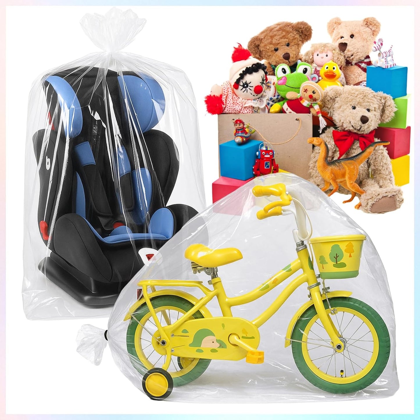 6PCS Extra Large Cellophane Gift Bags 40x60 Inch Jumbo Huge Storage Bags Clear Cellophane Wrap for Big Plush Toys Halloween Christmas Trees Suitcas Mini Bikes Car Seats 2.5 Mil Thick