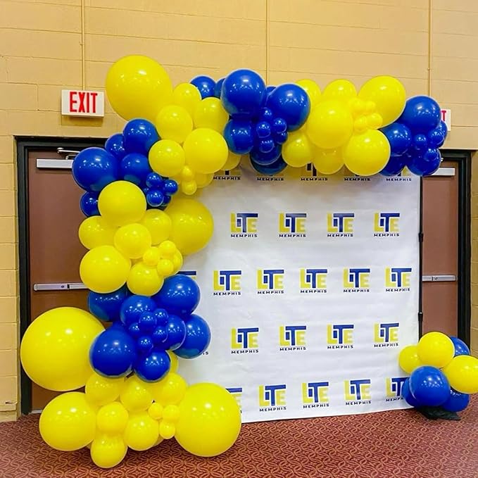 Royal Blue and Yellow Balloons Arch Garland Kit,134pcs Dark Blue White Lemon Yellow Balloons for Boy Oh Baby Shower Bridal Shower Gender Reveal Graduation Birthday Party Decorations
