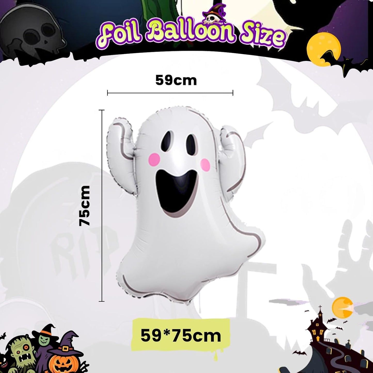 Halloween Balloon Arch, Orange Green Purple Balloons With Eyeball Long Balloons Ghost Foil Balloon For Classic Halloween Ghost Spooky Vampire Haunted House Scary Themed Birthday Party Decorations
