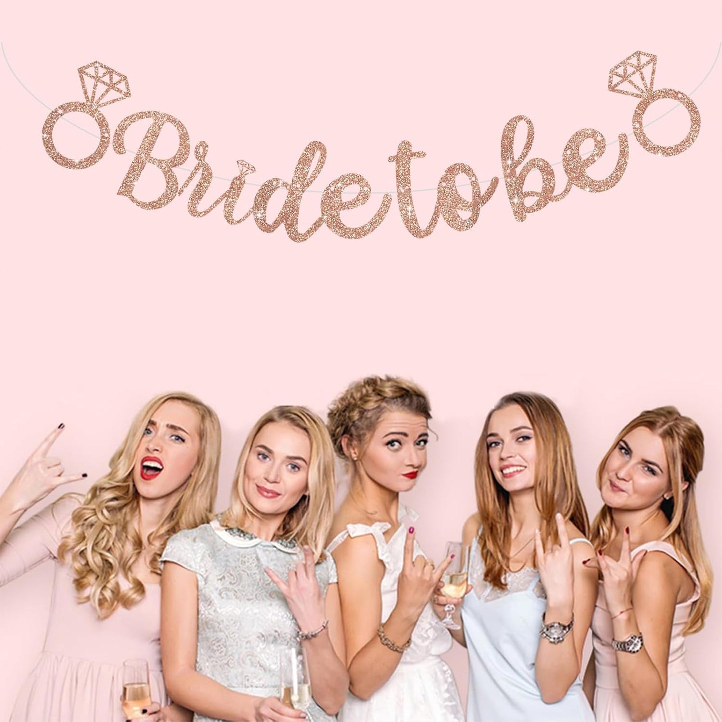 Glitter Rose Gold Bride to Be Banner,Pre-Strung Bridal Shower Sign Garland,Bachelorette Party Decoration Wedding Shower Party Supplies(No DIY)