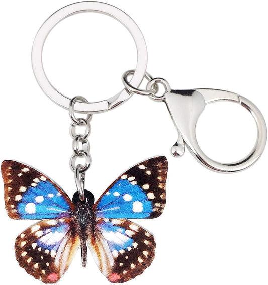 BONSNY Morpho Menelaus Butterfly Key Chains for Women Car Purse Bag Rings Pendant Charms