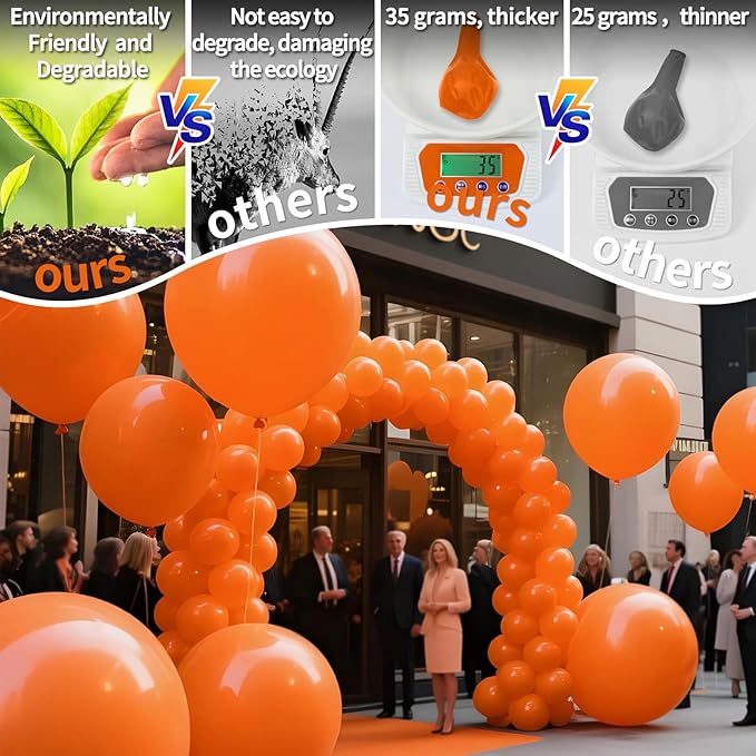 KAWKALSH Orange Balloons 9pcs, 36 Inch Large Orange Balloons for Balloon Garland Arch as Birthday Party Decorations, Wedding Decorations