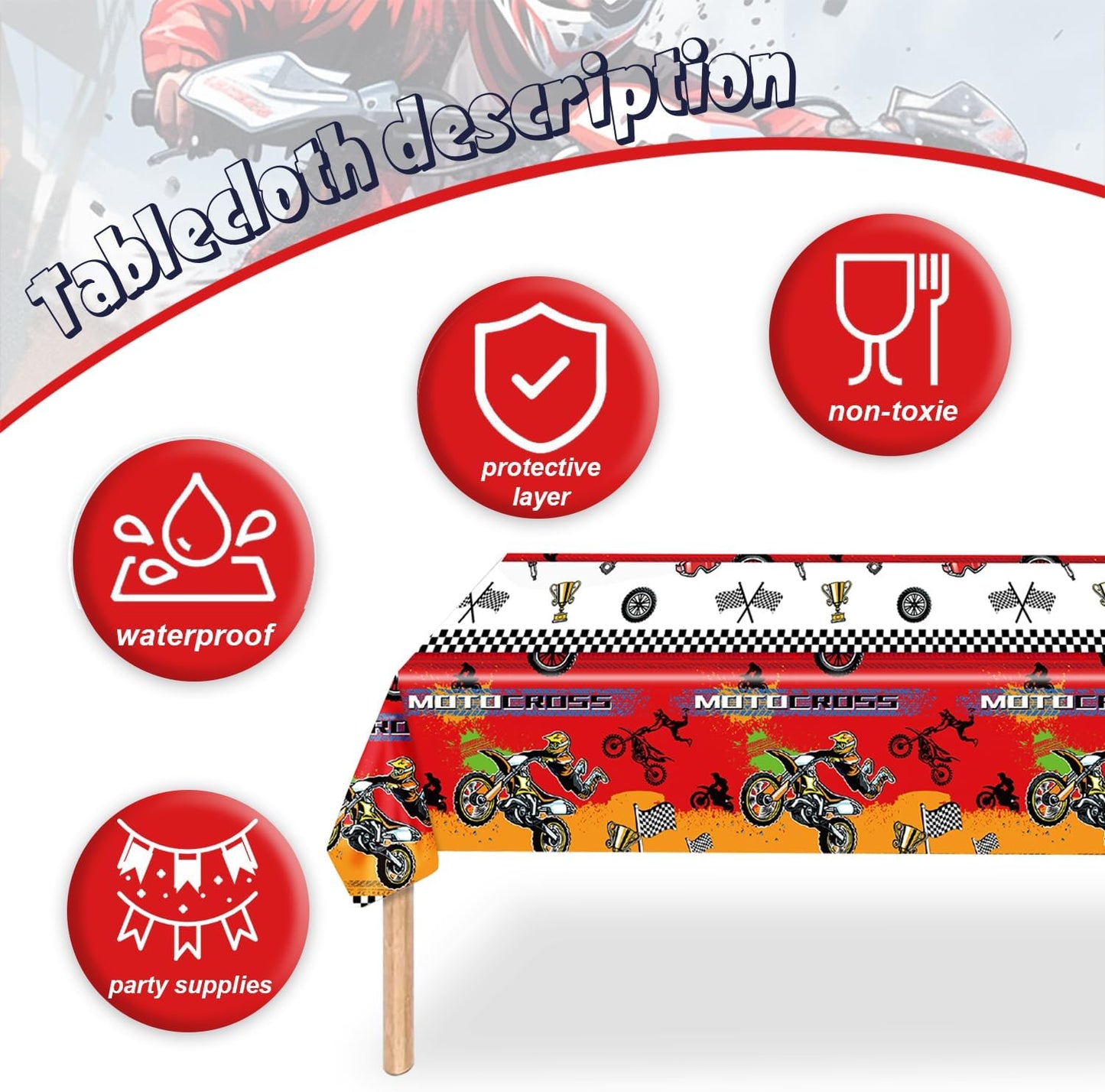 141pcs Dirt Bike Party Decorations,Dirt Bike Party Disposable Tableware set Includes Dinner Plate Dessert Plate Paper Napkin Cup Knife Fork Straws Tablecloth Motocross Dirt Bike Supplies set