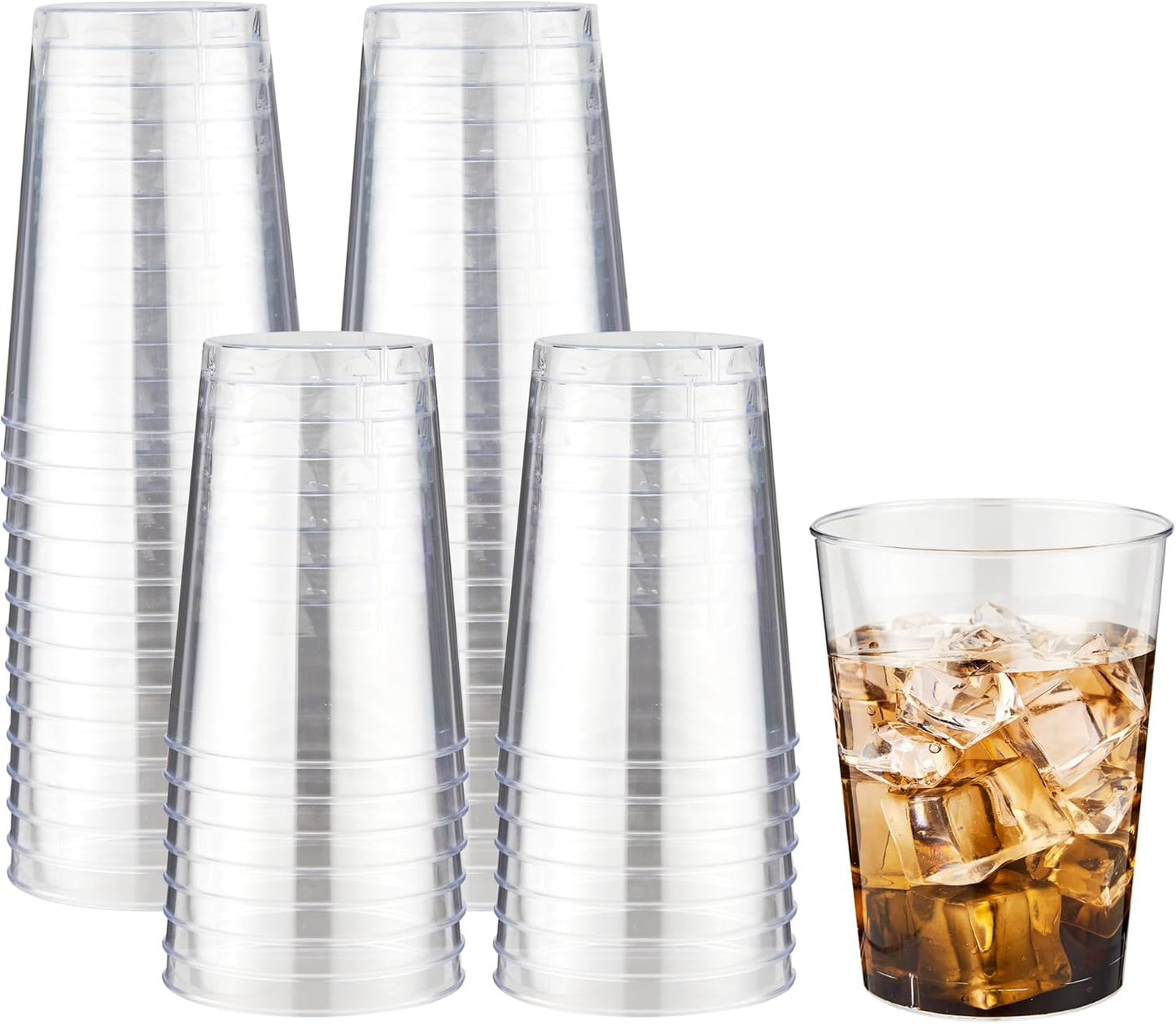RACETOP 10 oz 100 Pack Disposable Plastic Cups, Disposable Clear Plastic Cups for Parties, Weddings, Gatherings, and Festival Events