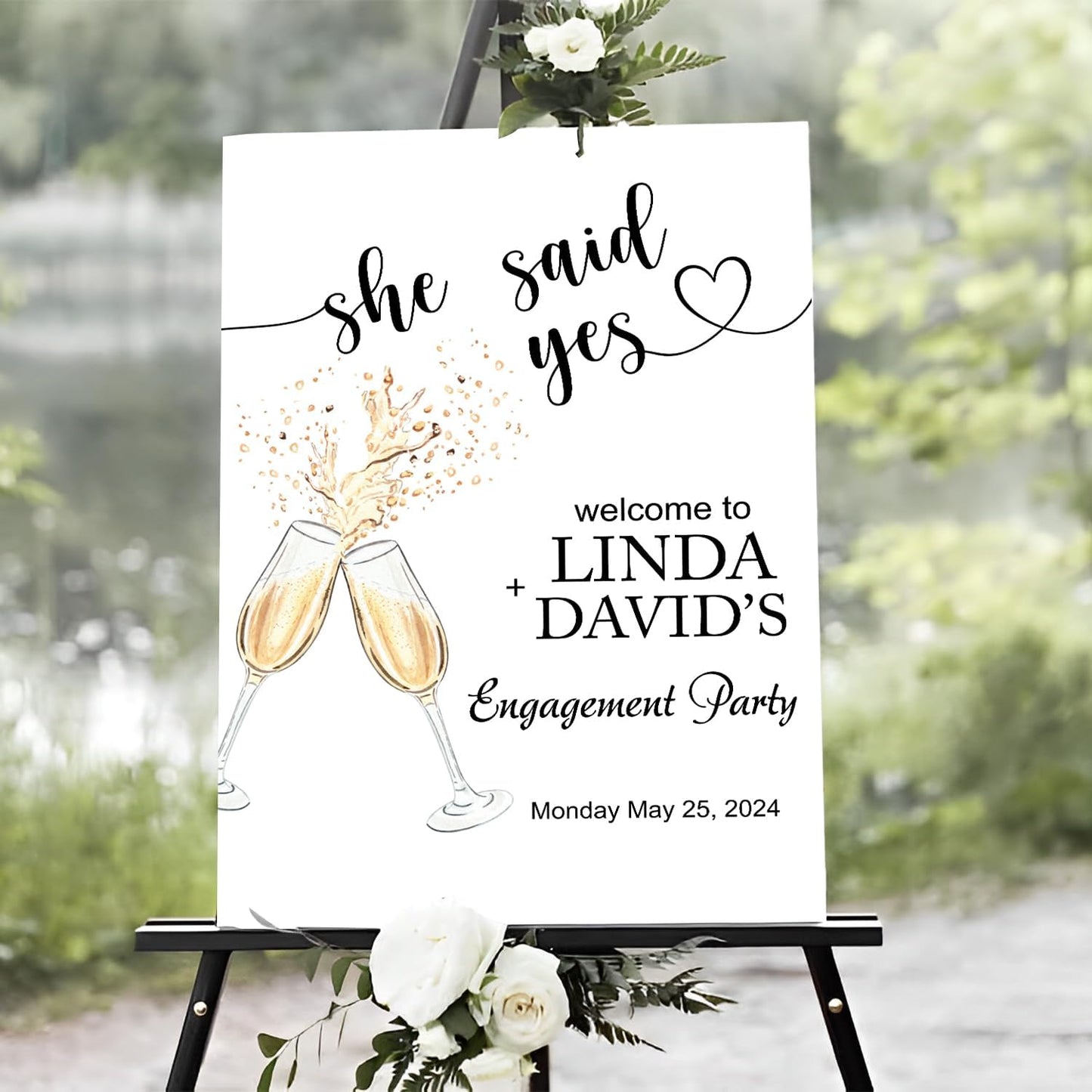 Boho Champagne Cheers Brunch and Bubbly Rustic Engagement Party Sign, Boho Engagement Party Welcome Sign, Engagement Party Welcome Sign, Engagement Yard Sign