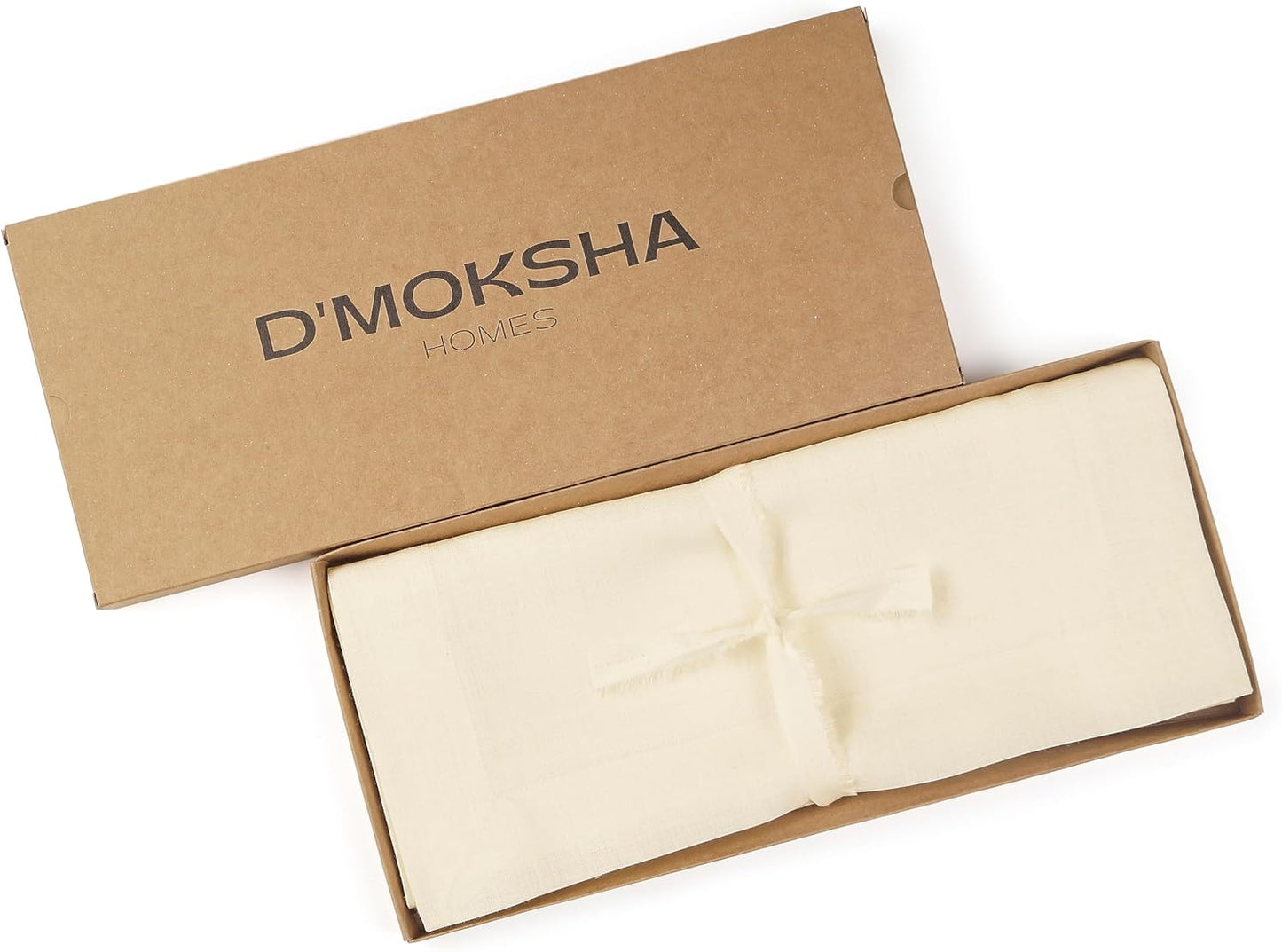 D'Moksha Homes Linen Vanilla Cream Table Runner 102 Inches Long - 100% Pure Linen Dining Table Runner 14 x 102 Inch for Fall, Autumn and Halloween - Machine Washable