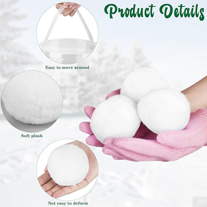 Elcoho 42 Pieces 2.8 Inch Kid Snow Fight Ball Indoor Artificial Snow Fight Ball Fake Winter Snow Toss Ball Set for Kid Christmas Winter Snow Games Party Supplies