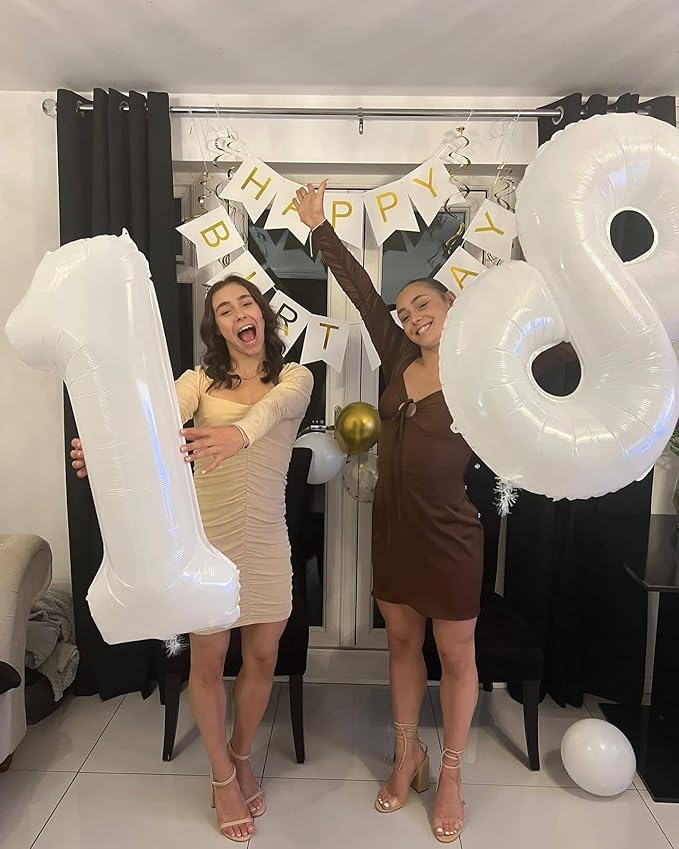 White 8 Balloon, Translucent Number Balloons 40 Inch, 8th Birthday Decorations for Boys Girls, White Birthday Balloons, White Party Supplies, Number 8 Balloon