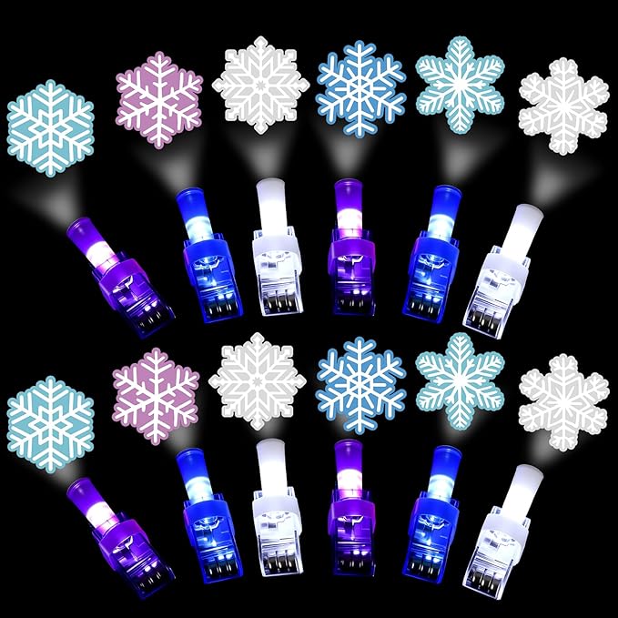Tuanse 36 Pcs Snowflake Party Favors Snowflake Lights Gifts Bulk for Kids Glow in The Dark Snow Icy Finger Lights Classroom Rewards Prizes Gifts for Birthday Summer Valentine Winter Boys Girls