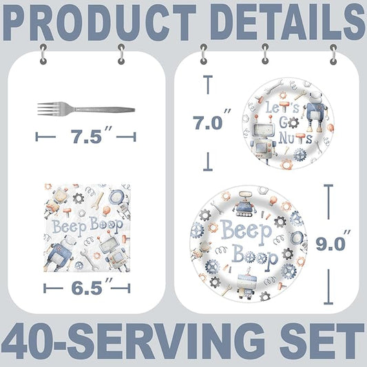 Robot Party Decorations - Robot Party Plates and Napkins for Kids Birthday Party, Serves 40 Guests