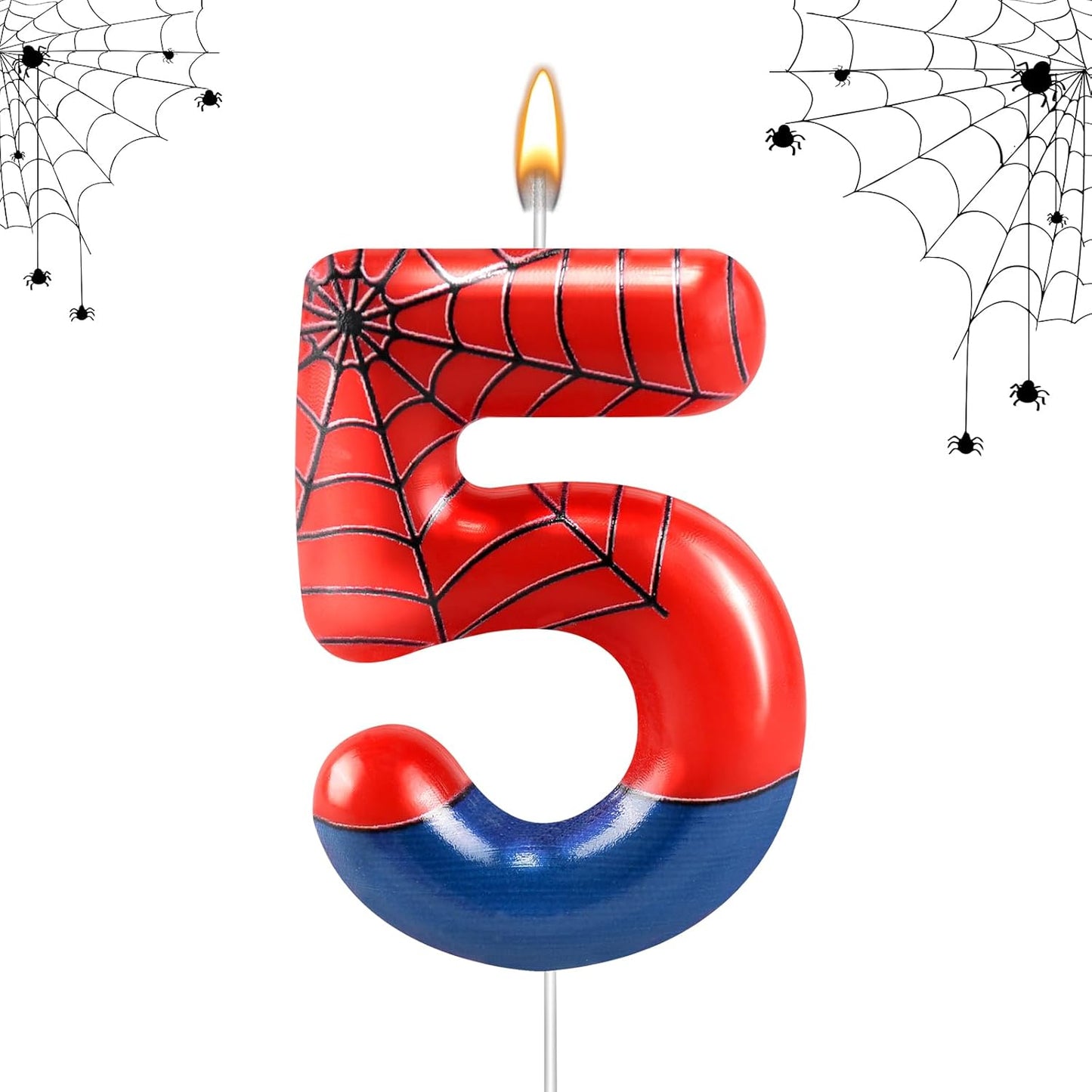 Spider Themed Birthday Candle Number 5 Candle Birthday Cake Candle Party Decoration Cake Topper for Spider Party Decoration Theme Party Supplies (Number 5)