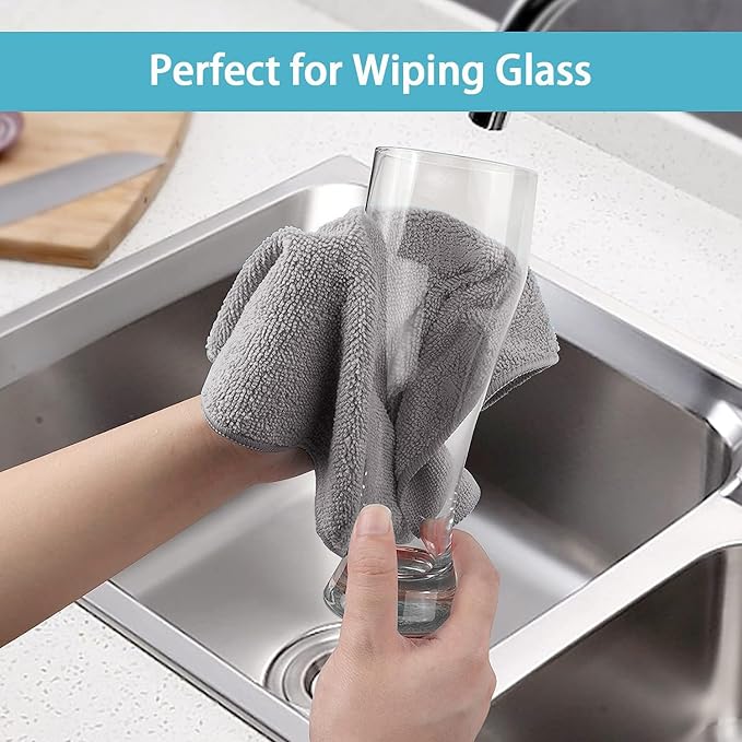 HOMEXCEL Grey Microfiber Cleaning Cloth,150 Pack Cleaning Rags, Cleaning Towels,11.5"X11.5" Shop Towels