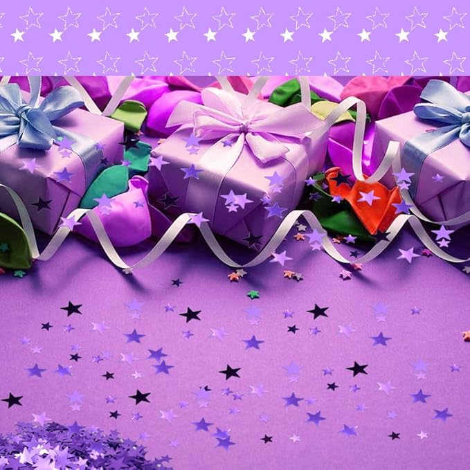 Ruidee 60g Star Confetti Metallic Foil Stars Table Confetti Metallic Foil Stars Sequin for Halloween Birthday Wedding Festival Party DIY(ZX/Purple)