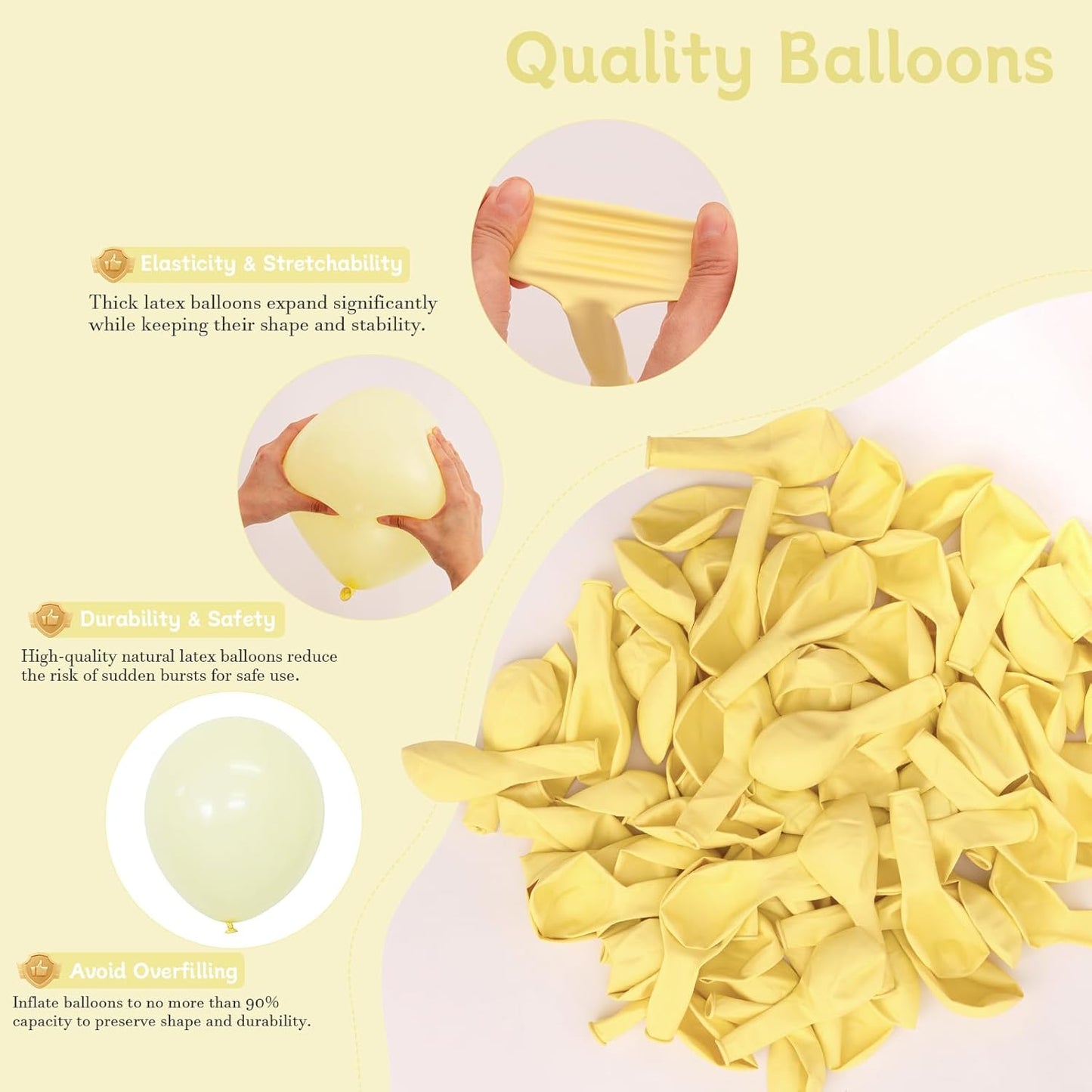Yellow Balloons, 60 pcs Pastel Yellow Balloons 12 Inch Latex Balloon for Themed Birthday Party Decoration, Family Gathering, Summer Party, Holiday Decoration and Balloon Garland