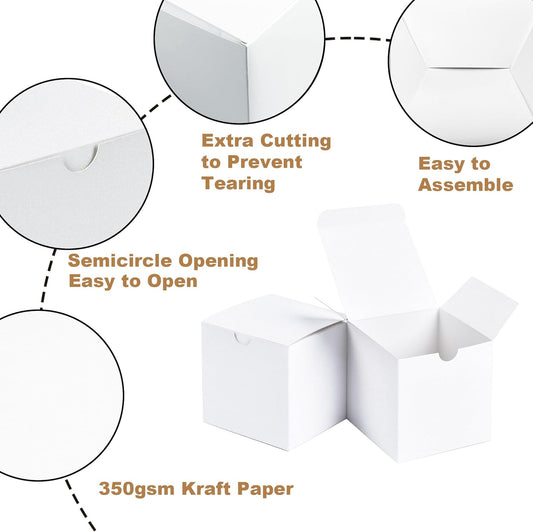 SHIPKEY 10pcs 3x3x3inch White Cardboard Gift Boxes with Lids | Mini/Small Gift Boxes | Small Paper Boxes for Wedding, Ornament Boxes for Christmas, Holidays, Birthdays and All Other Occasions