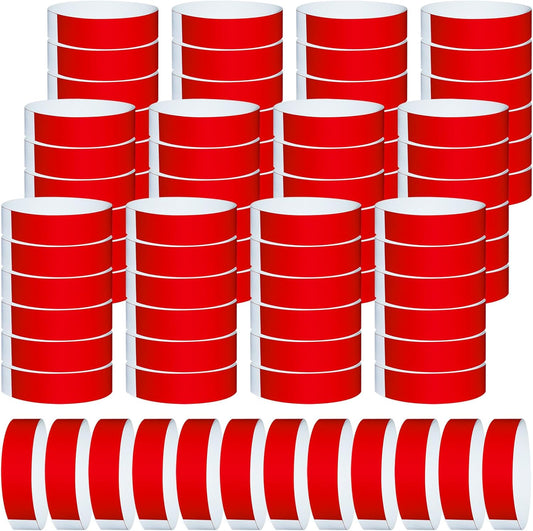 1200 Pcs Plastic Paper Wristbands for Events Neon Color Wrist Bands Concert Identification Wristbands Paper Bracelets Wristbands Party Hand Bands (Red)