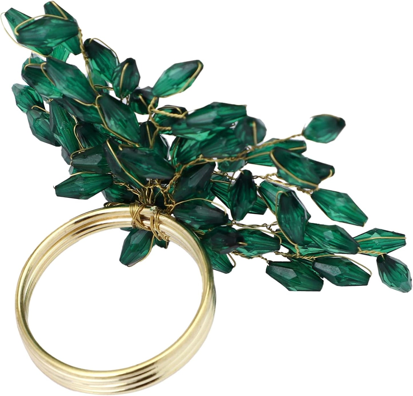 Napkin Rings Set of 12 for Dining Table Decoration Parties Everyday Metal Napkin Holder Leaf Dark Green (Pack of 12)