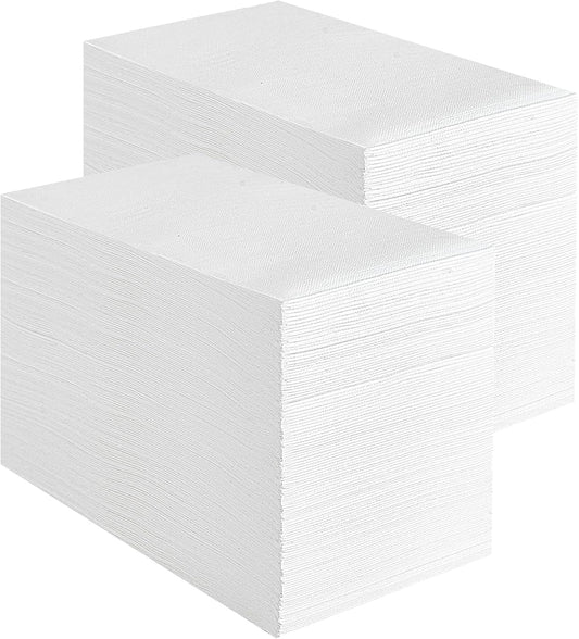 Vplus 400 Pack Premium Quality Guest Towels Disposable Dinner Napkins Soft, Absorbent, Party Napkins for Dinners or Catering Events，and Everyday Use (White, 400)