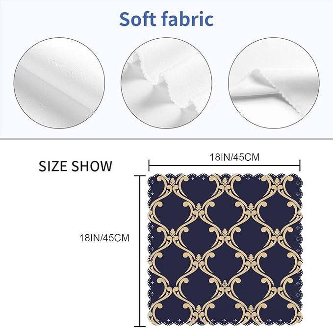 Yibeas Baroque, Damask Cloth Napkins Set of 4 Soft Gold and Blue-Black Ornament Polyester Dinner Napkin for Family Restaurant Weddings Parties 18 x 18 inch