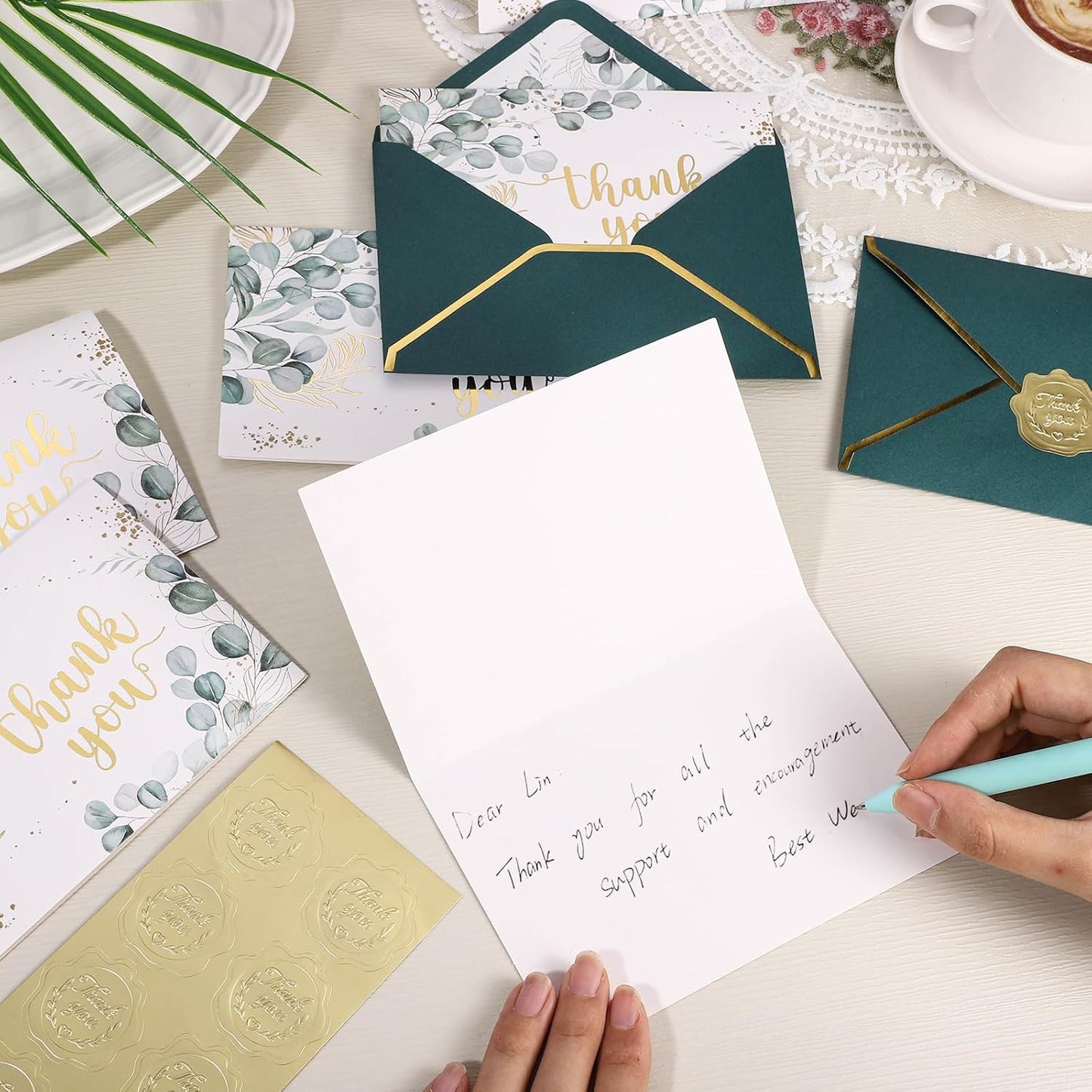 50 Pack Thank You Cards with Envelopes, 4x6 Inch Thank You Cards Bulk Blank Notes Card with Envelopes & Stickers for Wedding, Baby Shower, Bridal Shower, Birthday, Thanksgiving, Christmas