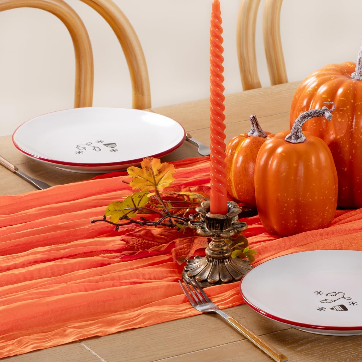 Fall Table Runner Orange Cheesecloth Table Runner 10FT Farmhouse Table Runners 120 Inches Table Decor Thanksgiving Dining Room Centerpiece Wedding Boho Baby Shower Birthday