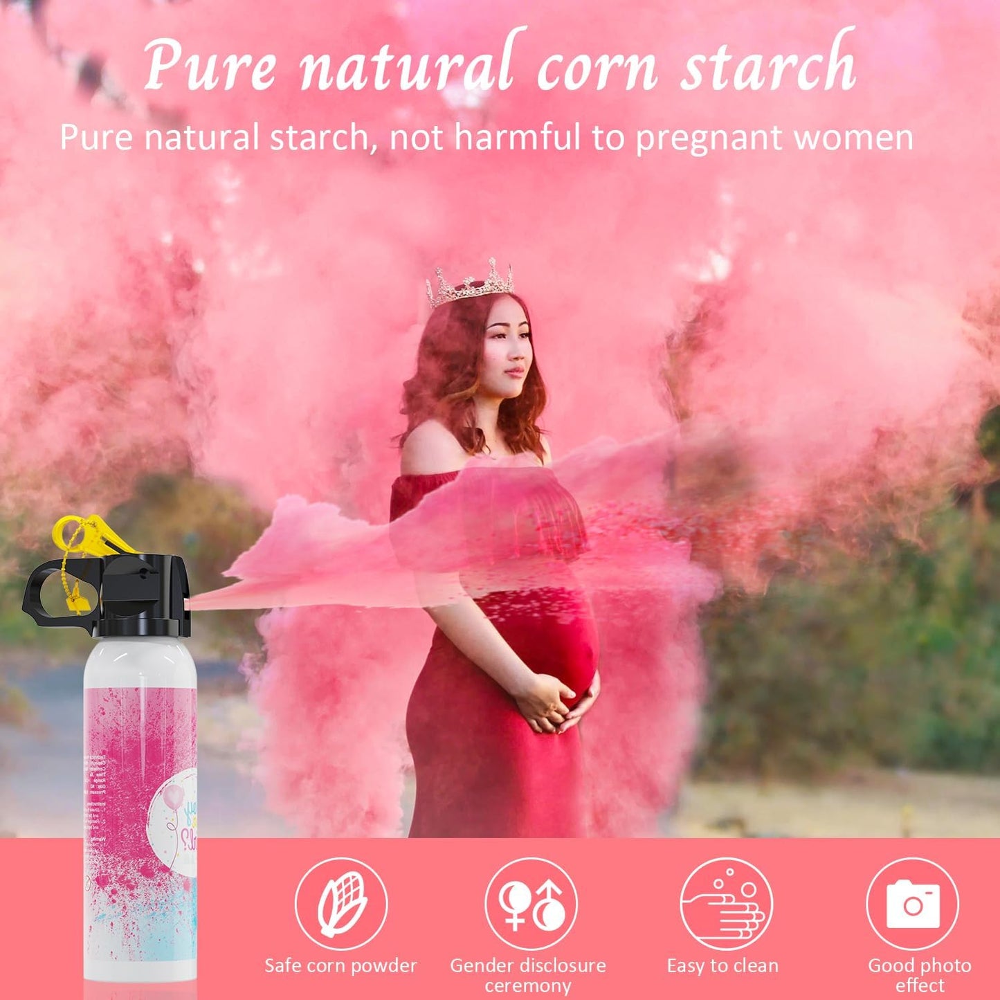 Gender Reveal Fire Extinguisher Color Blasters: 2 Pcs Pink Blaster Only for Baby Girl with Pink Smoke, Confetti Power Cannon for Gender Reveal Party