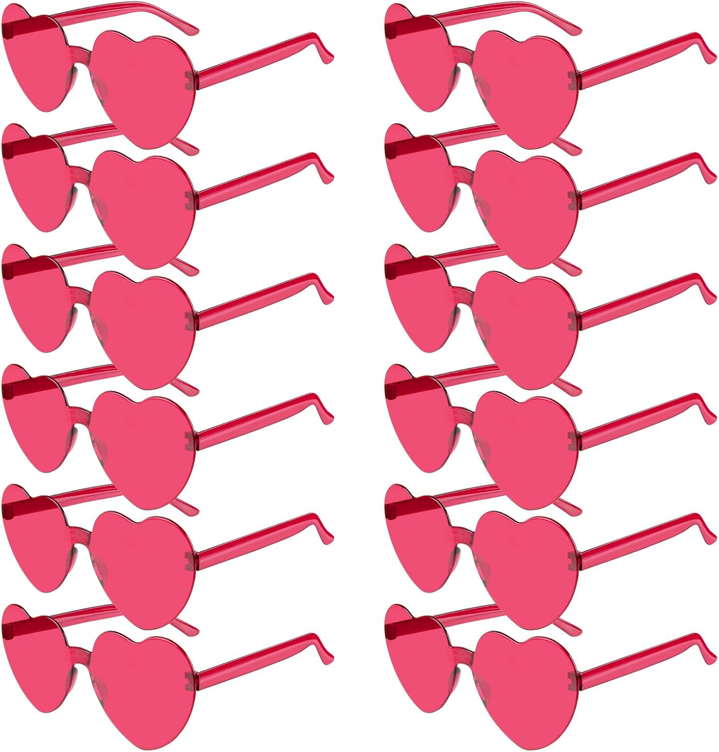 PLULON Heart Sunglasses for Women 5/12/25 Pcs, Heart Glasses Valentine Day Rimless Shaped Candy Color Fun Glasses Party Favor