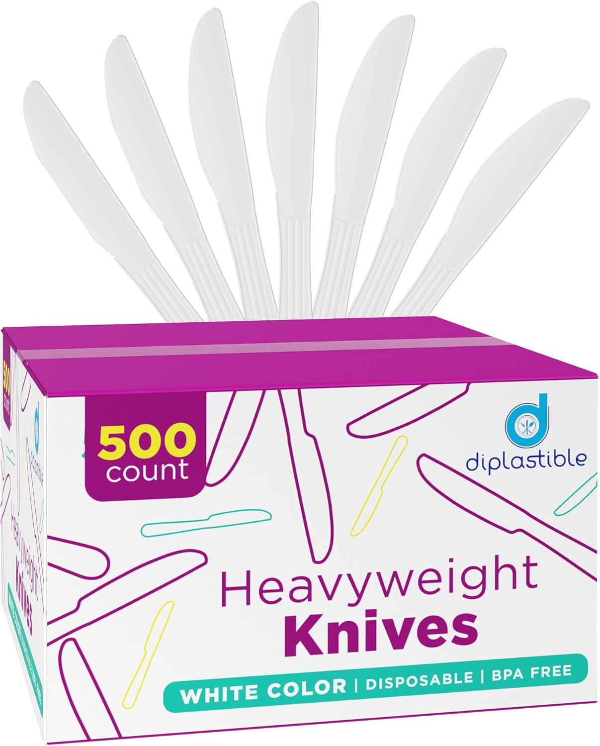 Plastic Knives Heavy Duty - Disposable Knives Utensils - Cutlery For Parties, Celebrations And Events Pack Of 500