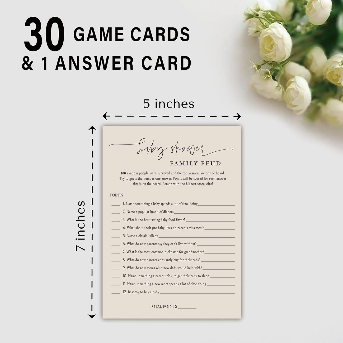 Baby Shower Family Feud Game - Pack of 30 Game Cards 1 Answer Key, Baby Shower Game for Boy & Girl, Gender Neutral Baby Shower Decorations, Baby Feud Game Supplies-06B-Light Brown