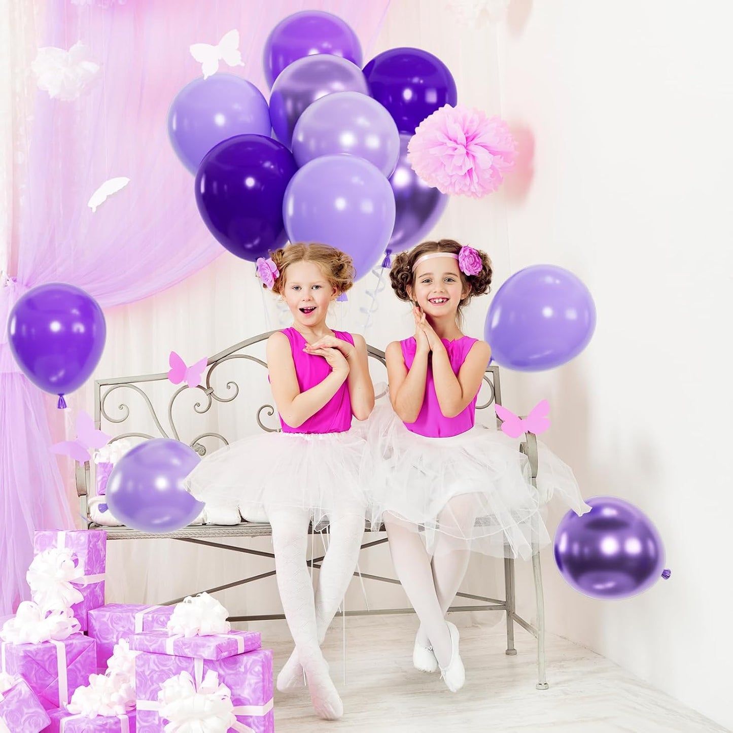 50pcs Purple Balloon Set | 12-Inch Metallic Chrome, Pearl, Lavender Lilac & Light Purple Balloons for Birthdays, Weddings, Baby Bridal Showers & Princess Parties