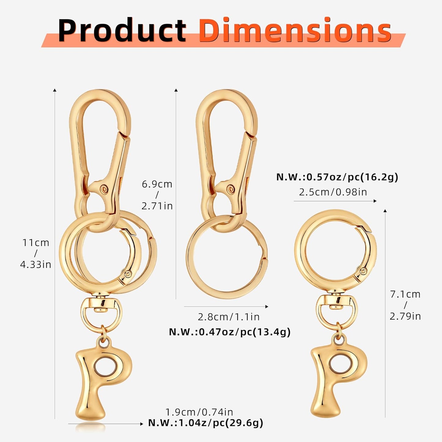 Gold Bubble Heart Initial Bag Charms for Handbags – Cute Initial Letter Keychain for Women, Purse Charms, Gold Gift