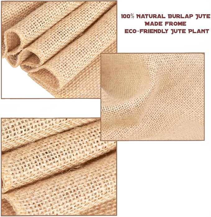 6-Pack Burlap Table Runners 12 x 108 Inch – Natural Jute Rustic Farmhouse Table Decor for Wedding, Thanksgiving, Christmas, Fall & Boho Parties