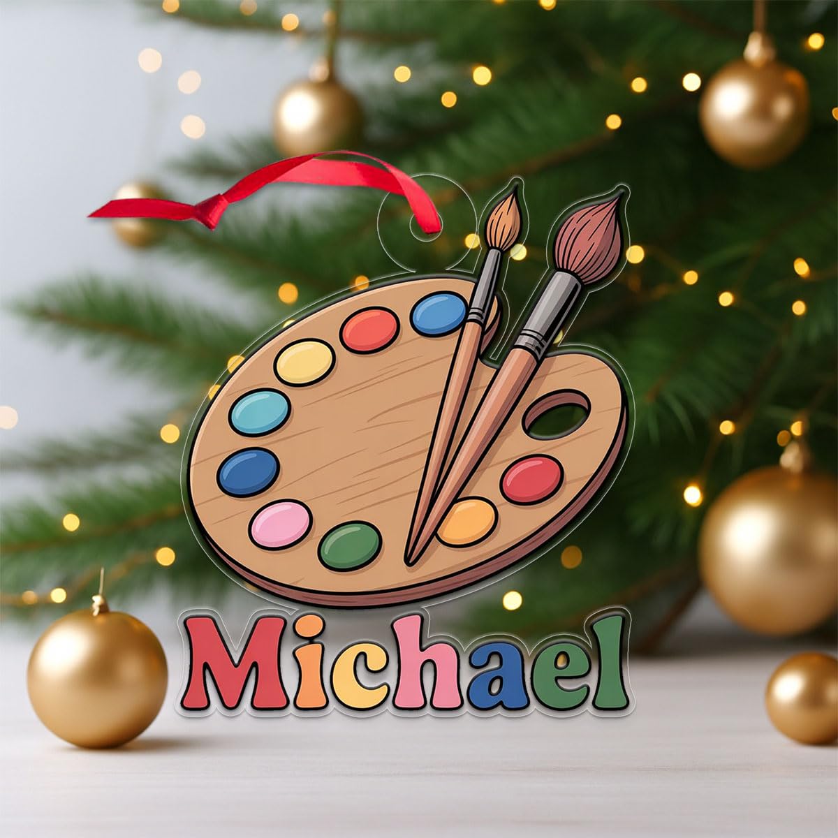 Custom Paint Palette Ornament, Personalized Art Christmas Ornament, Gift for Painter, Artistic Holiday Keepsake, Unique Xmas Decoration Acrylic Ornament – Personalized Christmas