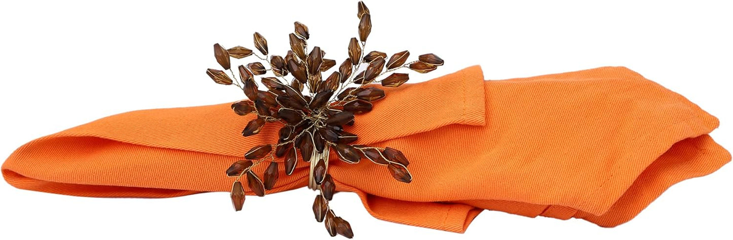 Napkin Rings Set of 12 for Dining Table Decoration Parties Everyday Metal Napkin Holder Leaf Coffee (Pack of 12)