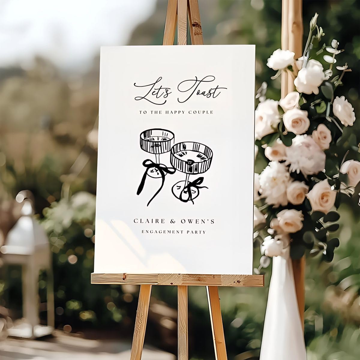 Engagement Party Sign, Champagne Engagement Welcome Sign
