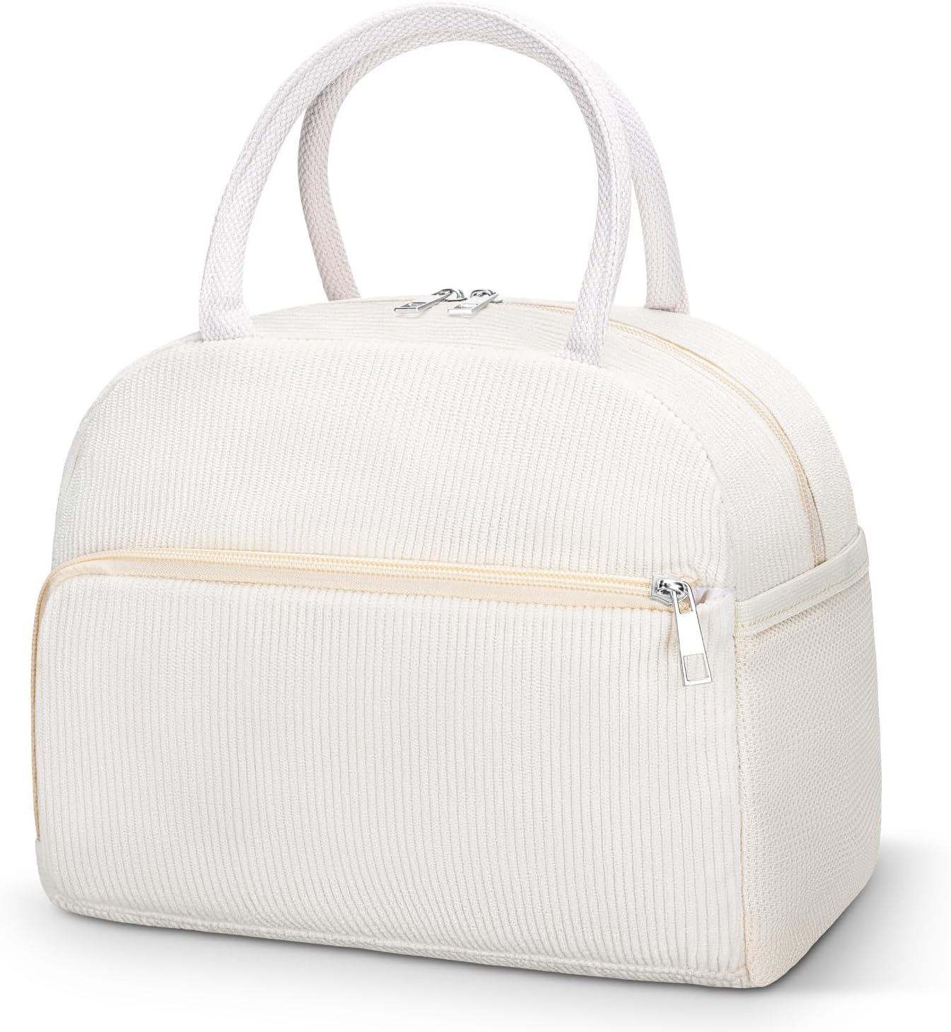Coobiiya Lunch Bag for Women Men, Cute Corduroy Lunch Tote Bags Insulated Reusable LunchBox Large Capacity Cooler Bag for Work Travel Picnic