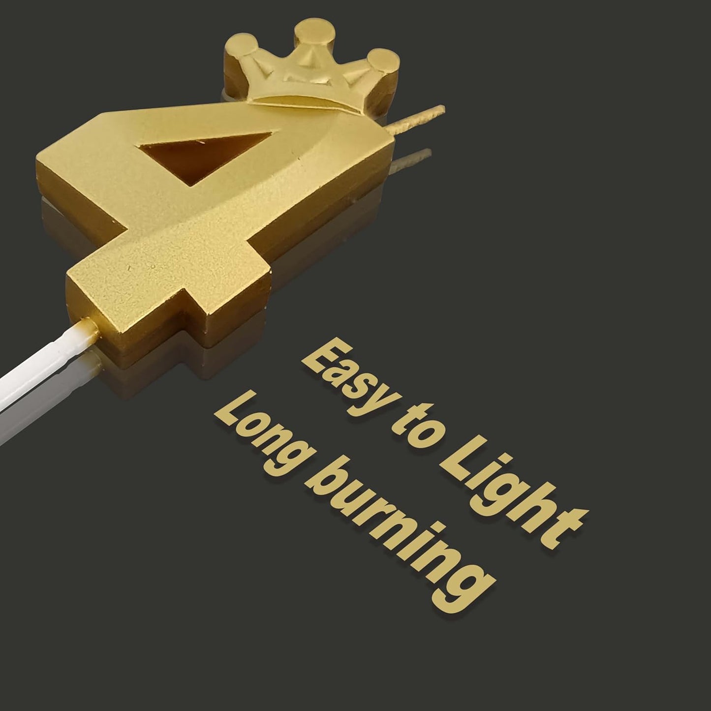 The Number 4 Gold Birthday Candles for Cake is Beautiful Number Candles for 4th Birthday Decorations for Boys and Girls (Gold-4, Crown)